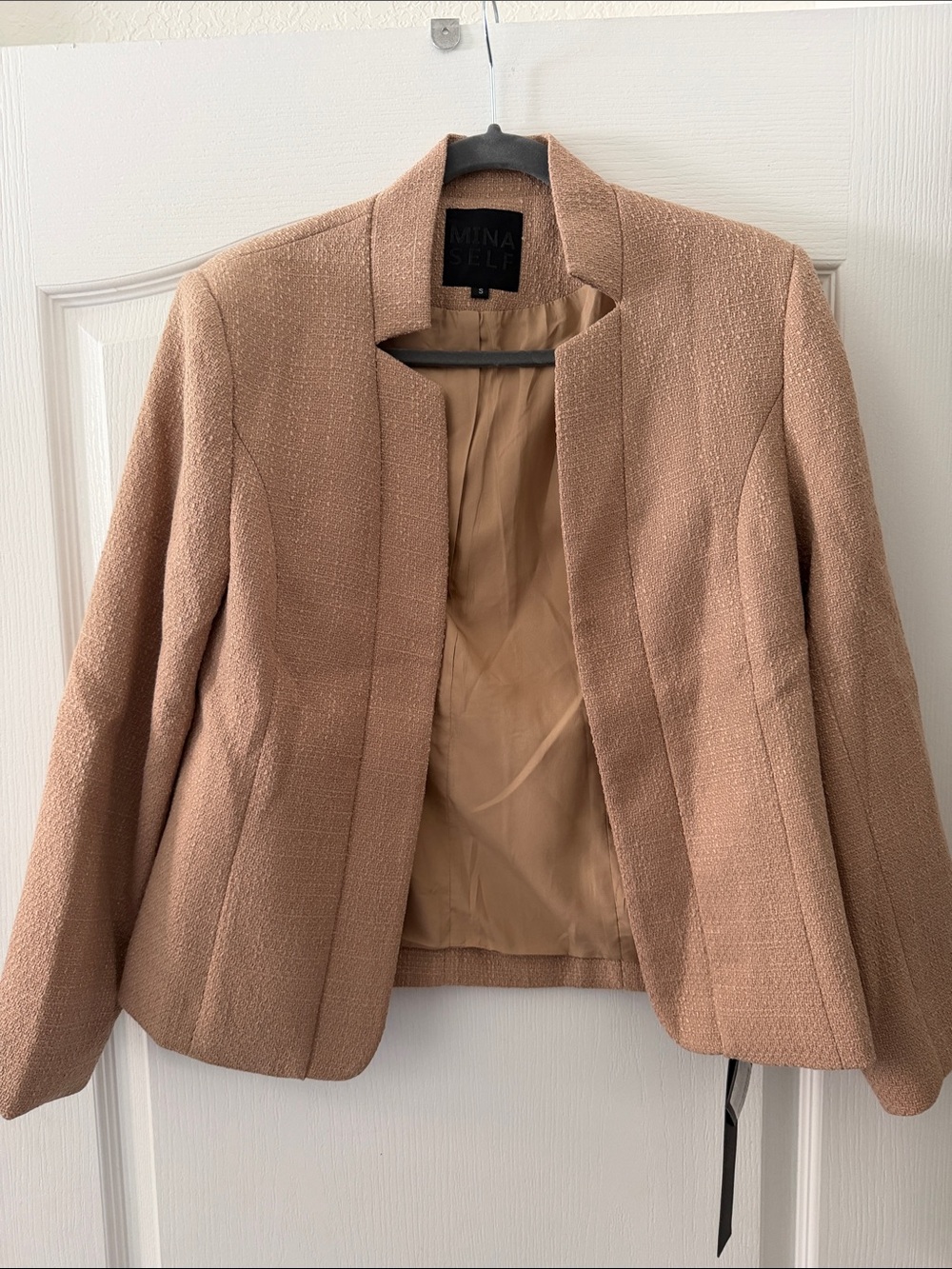 Women's Open-Front Beige Blazer Jacket